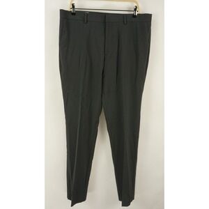 New Perry Ellis Portfolio Slim Flat Front Pants Men 36 x 32 Gray Striped Stretch